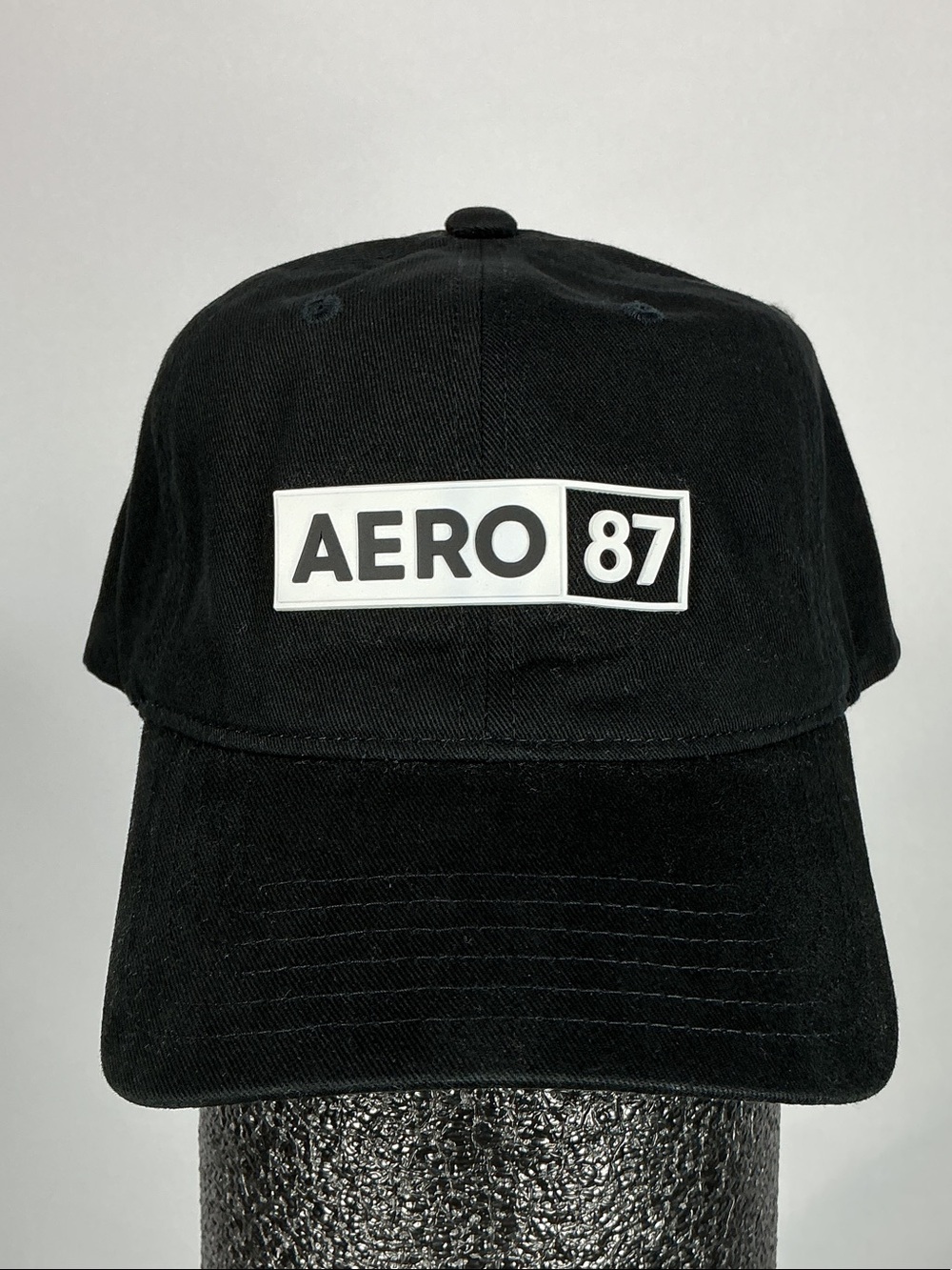 Aeropostale Baseball Cap Aero 87 Embroidered Patch OS Black Strapback Hat